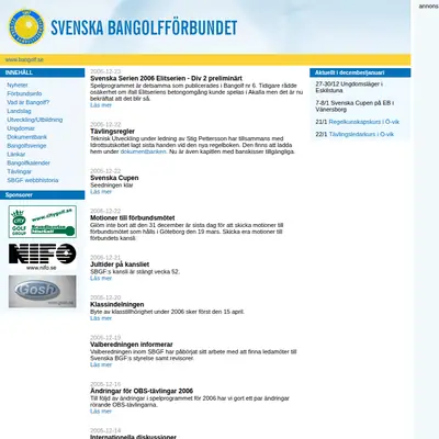 Bangolf startsida 2006