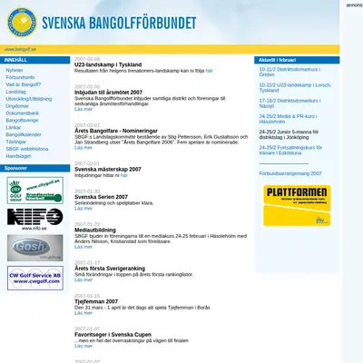 Bangolf startsida 2007