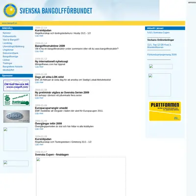 Bangolf startsida 2009