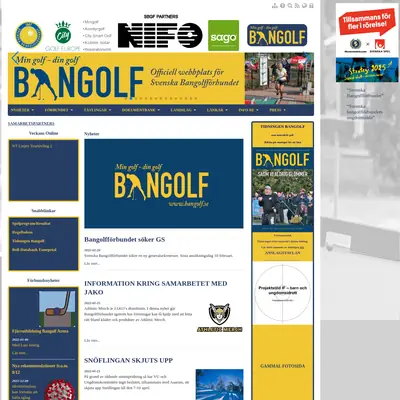 Bangolf startsida 2022