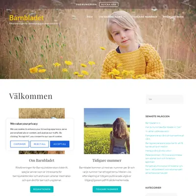 Barnbladet startsida 2025