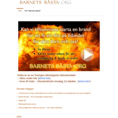 Barnets bästa, www.barnetsbasta.org startsida 2016