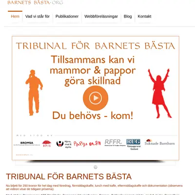 Barnets bästa, www.barnetsbasta.org startsida 2018
