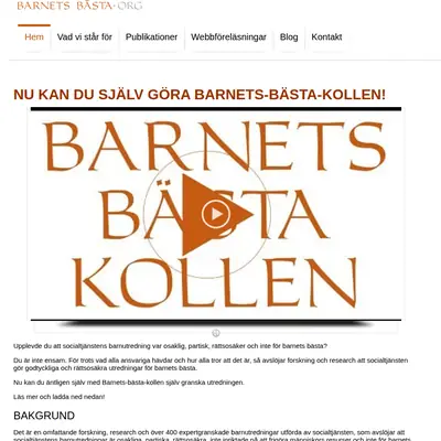 Barnets bästa, www.barnetsbasta.org startsida 2019