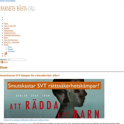 Barnets bästa, www.barnetsbasta.org startsida 2020