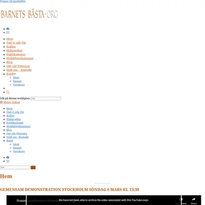 Barnets bästa, www.barnetsbasta.org startsida 2022