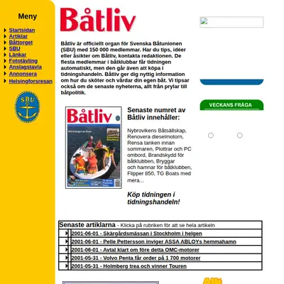 Båtnytt startsida 2001