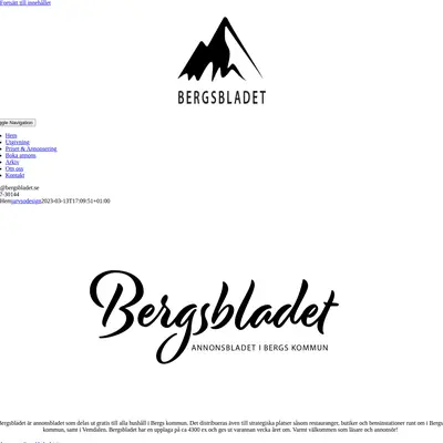 Bergs Annonsblad/Bergsbladet startsida 2023