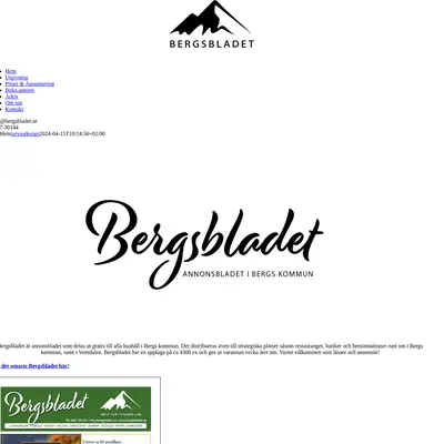 Bergs Annonsblad/Bergsbladet startsida 2026