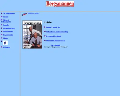 bergsmannen.se startsida 1999