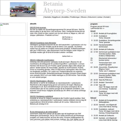 Betania Åbytorp webben startsida 2005