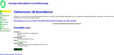 Betodlaren startsida 2001