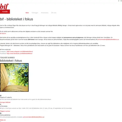 Biblioteket i fokus startsida 2021