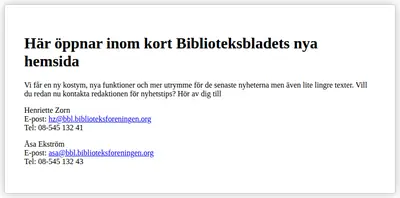 Biblioteksbladets nyhetsbrev startsida 2011