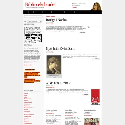 Biblioteksbladets nyhetsbrev startsida 2012