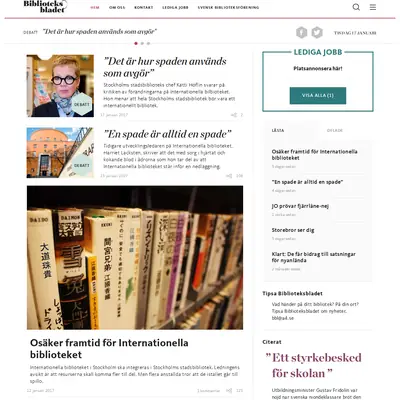 Biblioteksbladets nyhetsbrev startsida 2017