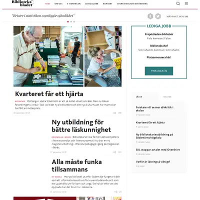 Biblioteksbladets nyhetsbrev startsida 2019