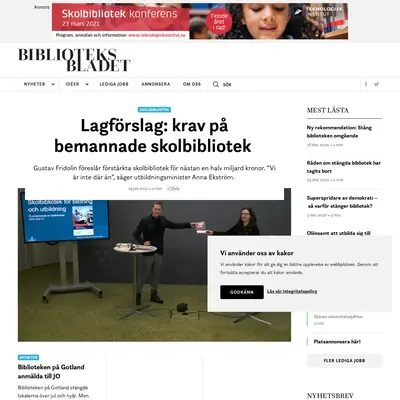 Biblioteksbladets nyhetsbrev startsida 2021