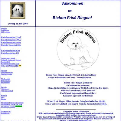 Bichon Frisé bladet startsida 2003