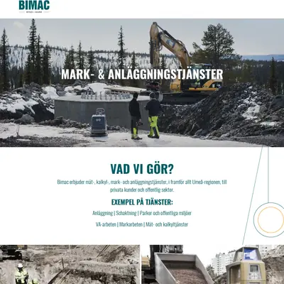 Bygg i Mark AC AB, www.bimac.se startsida 2018