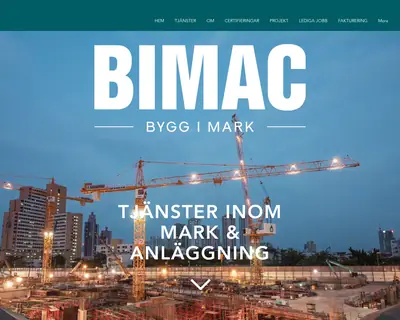 Bygg i Mark AC AB, www.bimac.se startsida 2024