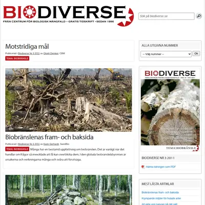 Biodiverse startsida 2011