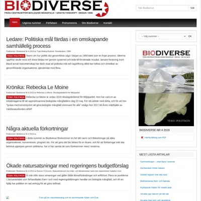 Biodiverse startsida 2020