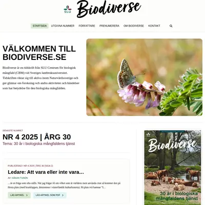 Biodiverse startsida 2026