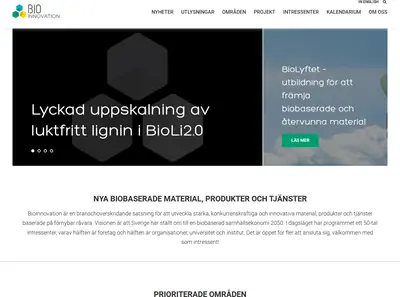 Bioinnovation.se startsida 2019
