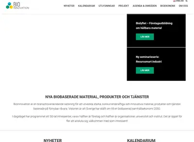 Bioinnovation.se startsida 2021