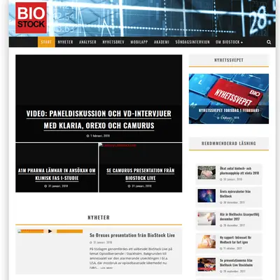 BioStock, biostock.se startsida 2018