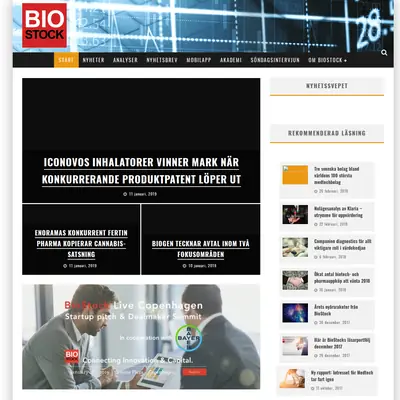 BioStock, biostock.se startsida 2019