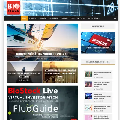 BioStock, biostock.se startsida 2020