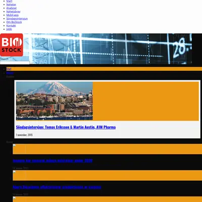 BioStock, biostock.se startsida 2021