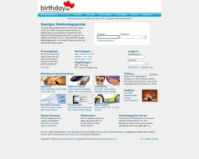 www.birthday.se startsida 2006