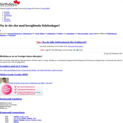 www.birthday.se startsida 2008