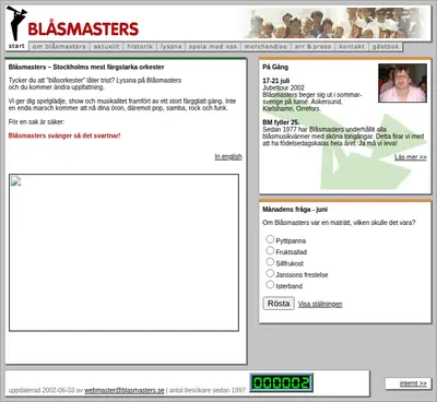 www.blasmasters.se startsida 2002