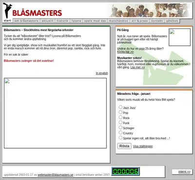 www.blasmasters.se startsida 2003