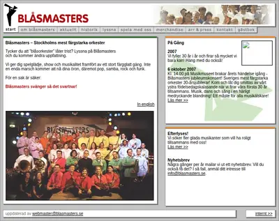 www.blasmasters.se startsida 2008