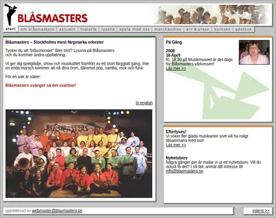 www.blasmasters.se startsida 2009