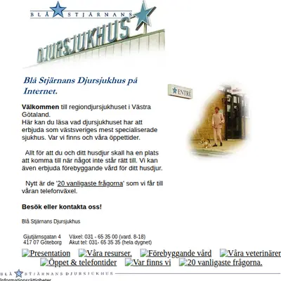 Blå Stjärnan startsida 1998
