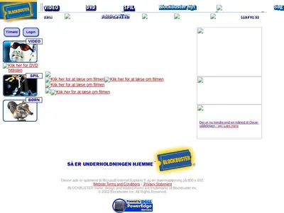 Blockbuster startsida 2003