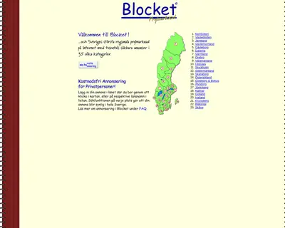 Begblocket startsida 1999