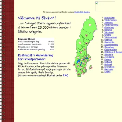 Begblocket startsida 2001