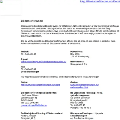 www.blodcancerforbundet.se startsida 2003