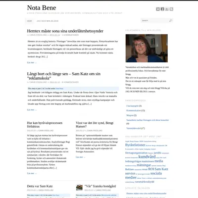 notabene.se startsida 2011