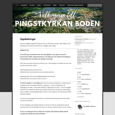 Pingstkyrkan Boden startsida 2020
