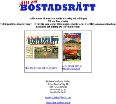 Allt om Bostadsrätt startsida 1998