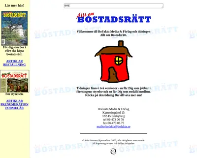 Allt om Bostadsrätt startsida 2001
