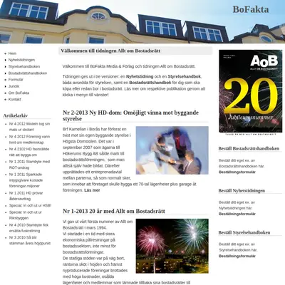 Allt om Bostadsrätt startsida 2013